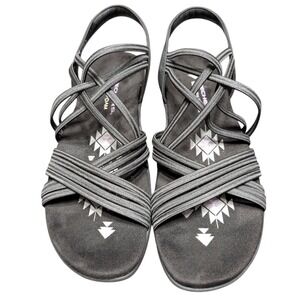 Skechers Reggae Slim Vacay Black Strappy Memory Foam Sandals Womens 7